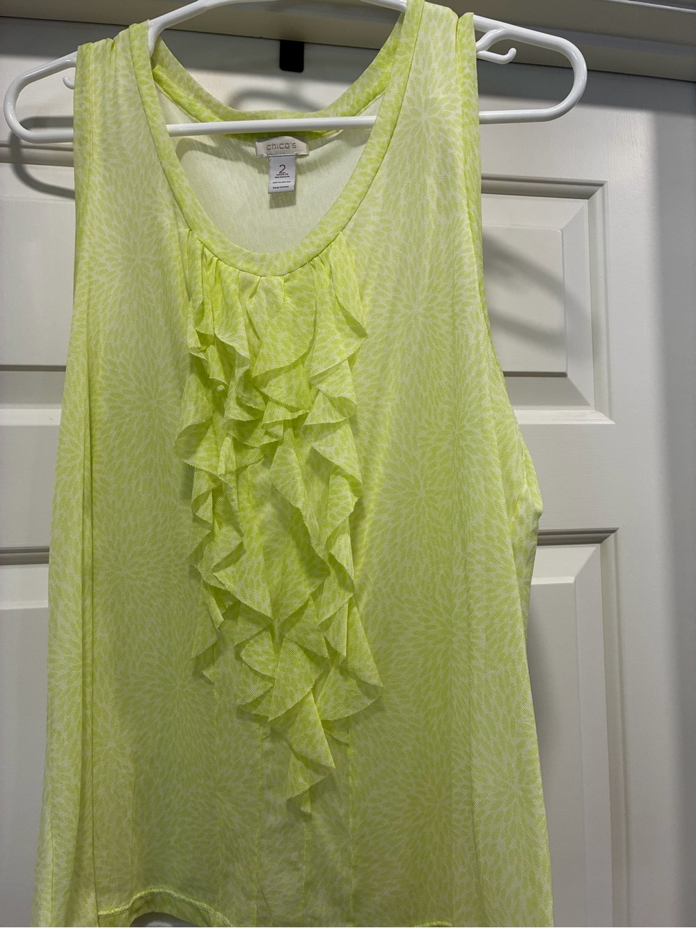Chico's Neon Yellow Ruffle-Front Sleeveless Camisole